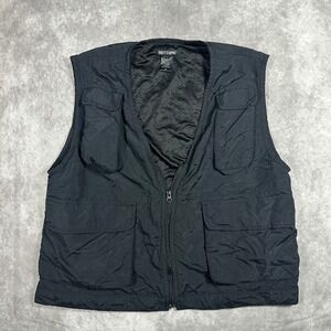 Hot Topic Mens Medium Black Utility Cargo Vest Mesh Lined Full Zip Goth Grunge M